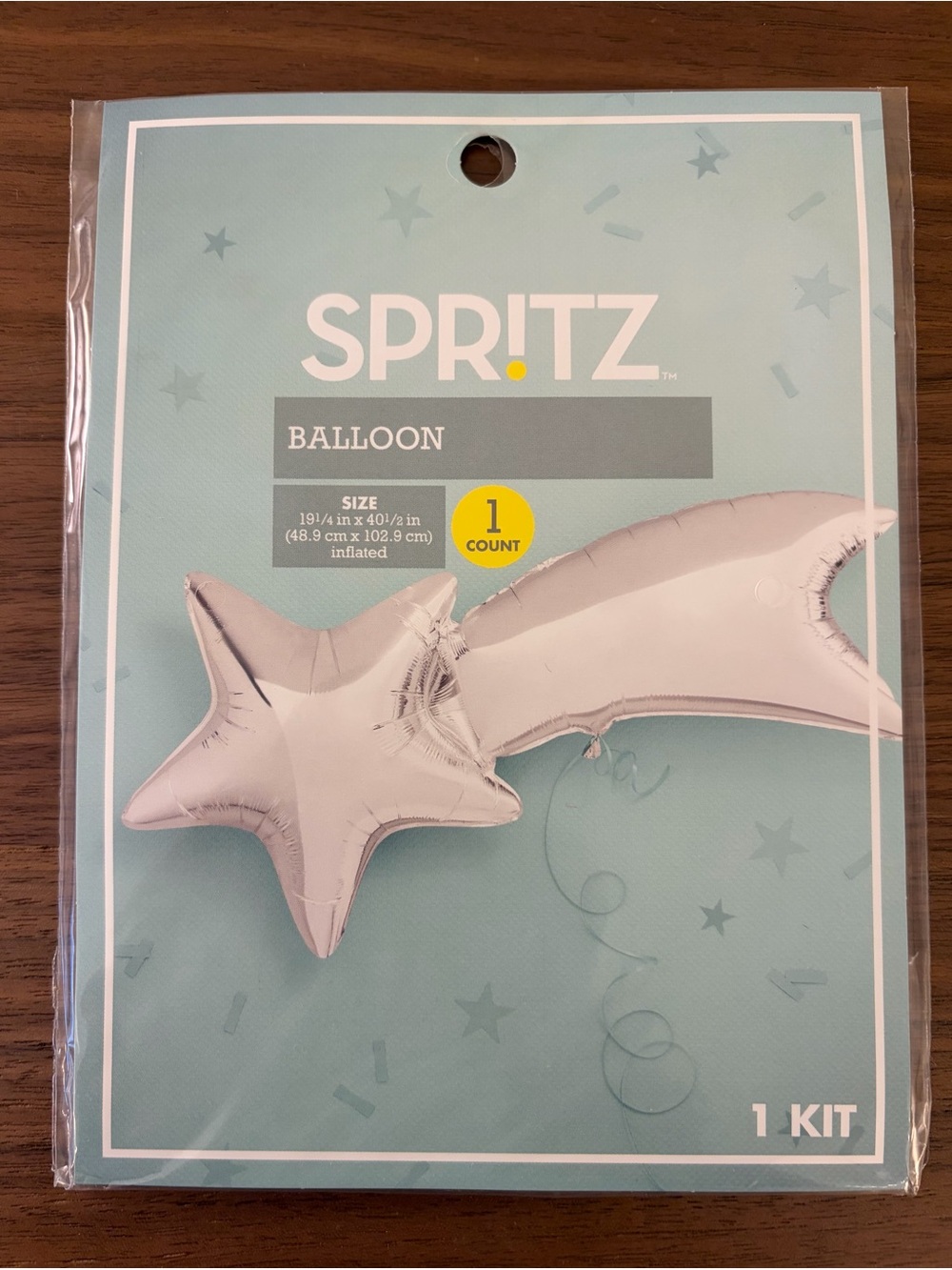 Spritz Silver Shooting Star Foil Balloon 40.5” Party Decoration